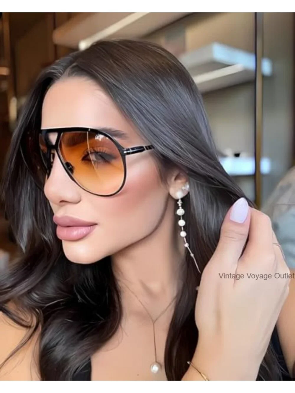 Retro Aviator Sunglasses Oversized Square UV400 Protection Lightweight For